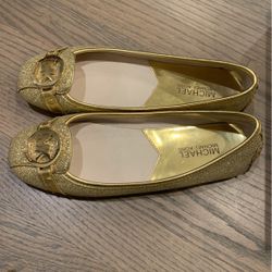 Michael Kors Fulton MOC in Glitter Gold - Size 7.5