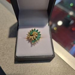 Women's Emerald And Diamond Ring