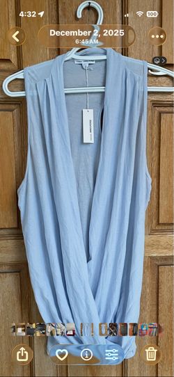 James Perse WEK3153 Draped Front Racerback Top Light Blue NWT USA Sz 3