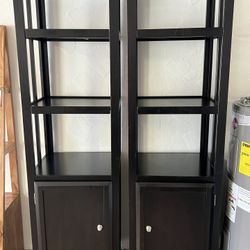 Dark Dining Room Shelving And Cabinets 