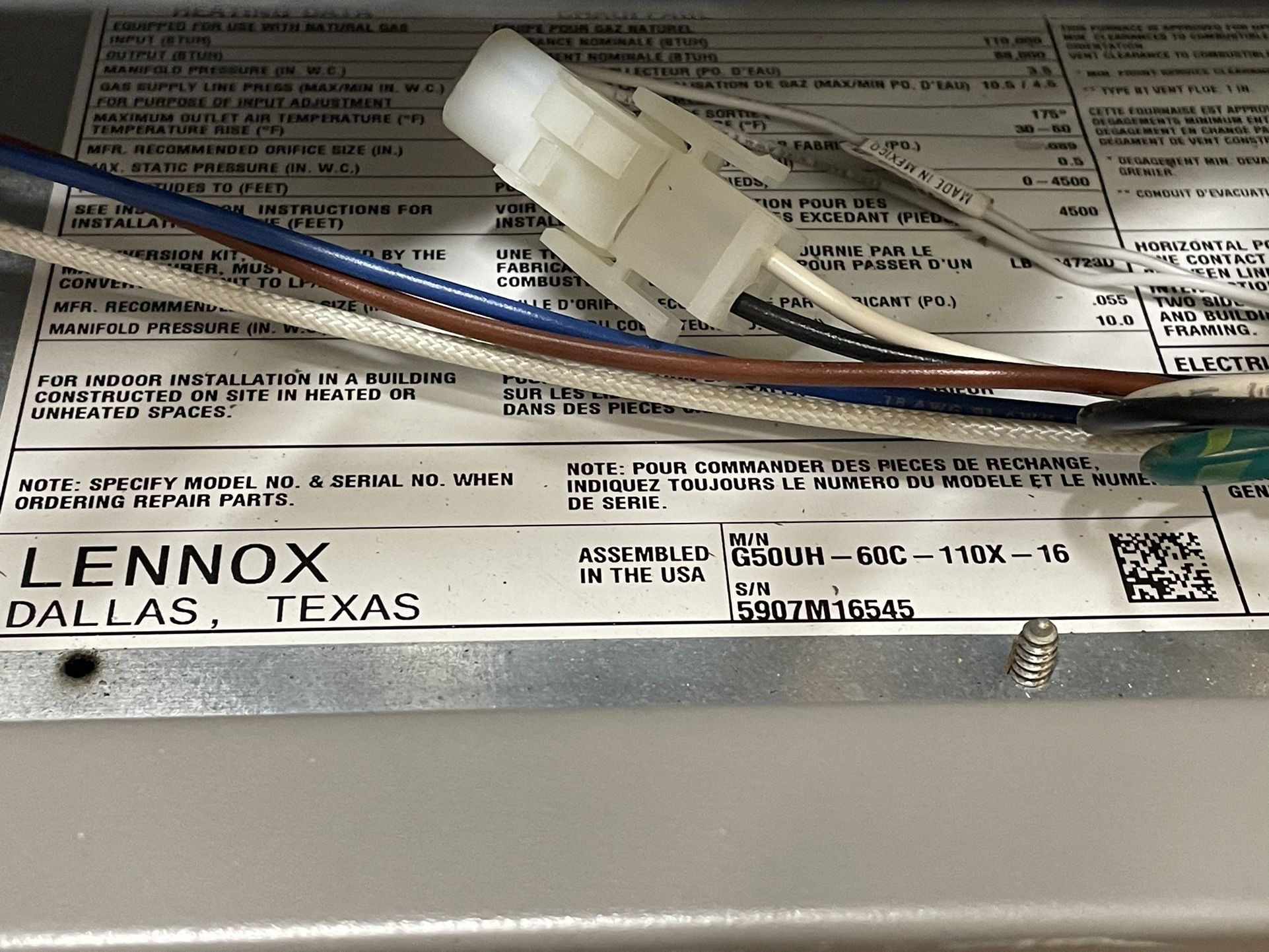 Gas Heater for sale Lennox G50UH60C110X for Sale in Torrance,