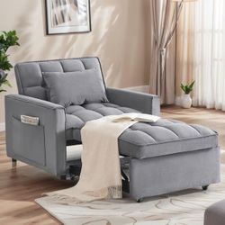 Brand new 3 in 1 Convertible Sleeper Chair, Modern Pull Out Couch Bed Single Recliner with Adjustable Back, Velvet Futon Folding Sofa Bed Chair for Li