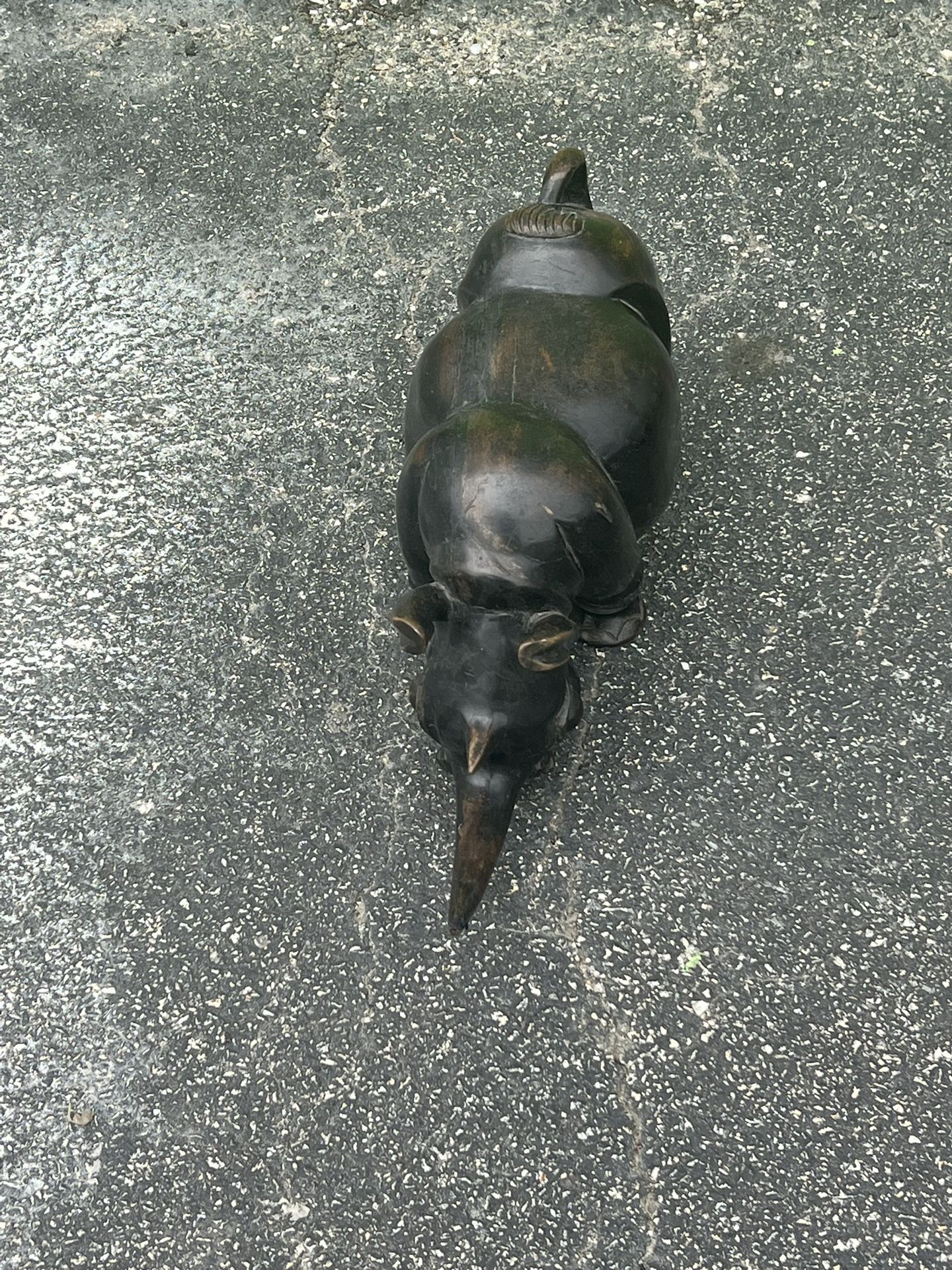 Hand Carved Rhinoceros Sculpture