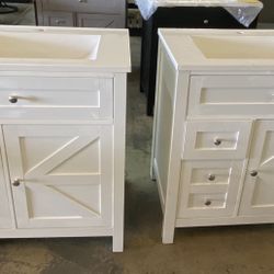 Brand new!!!  30” White Bathroom Vanity with Sink – Modern Bathroom Vanity Cabinet with 2 Drawers & Tip-Out Drawer, Storage Cabinet for Bathroom