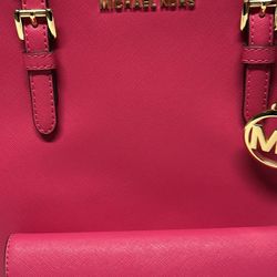 MK Leather tote W Wallet Authentic 
