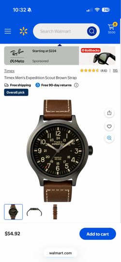 Timex genuine leather strap watch