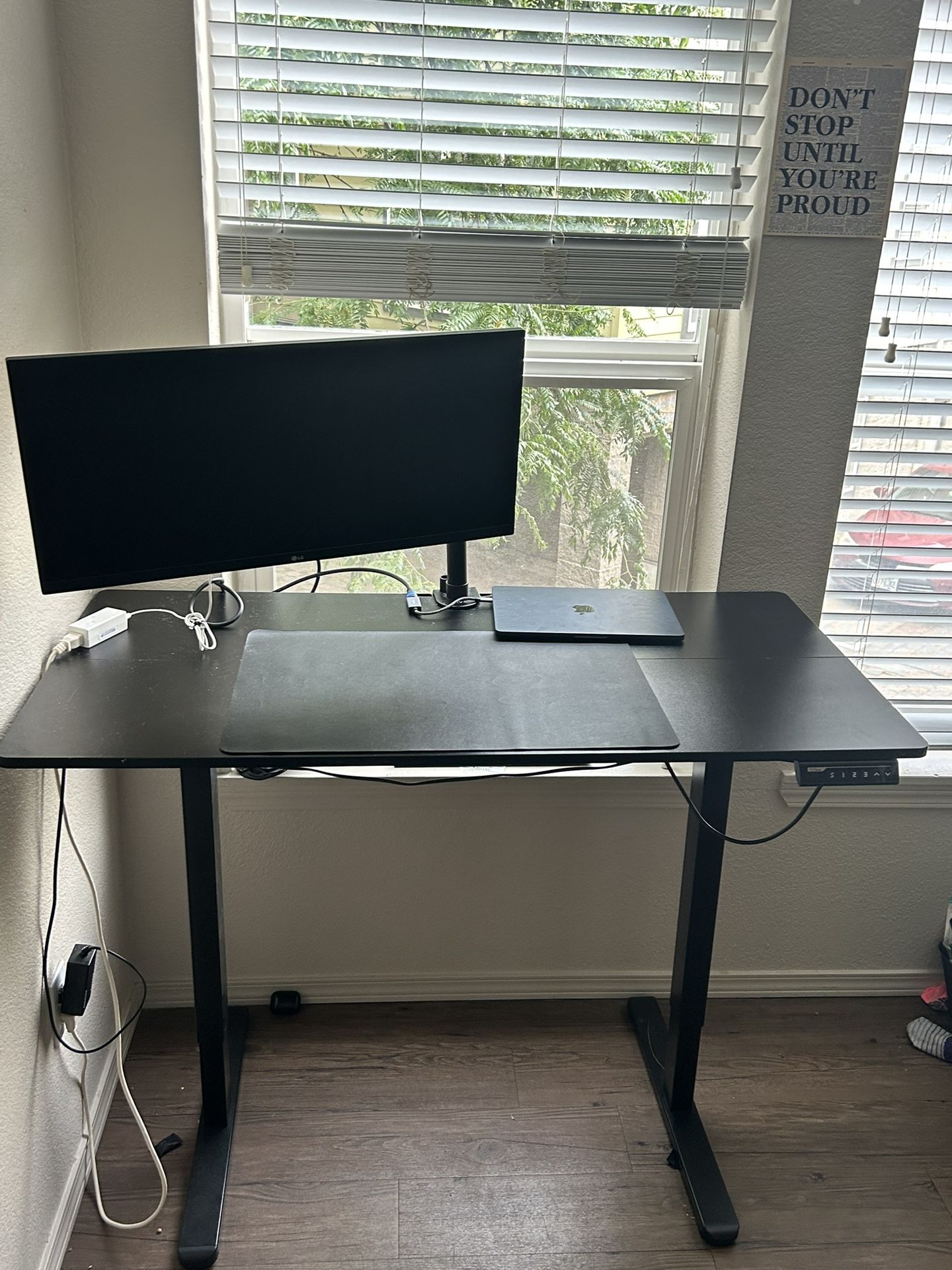 Ultimate Work-From-Home Setup – UltraWide LG Monitor + Electric Standing Desk – $300 (Bundle Deal!)