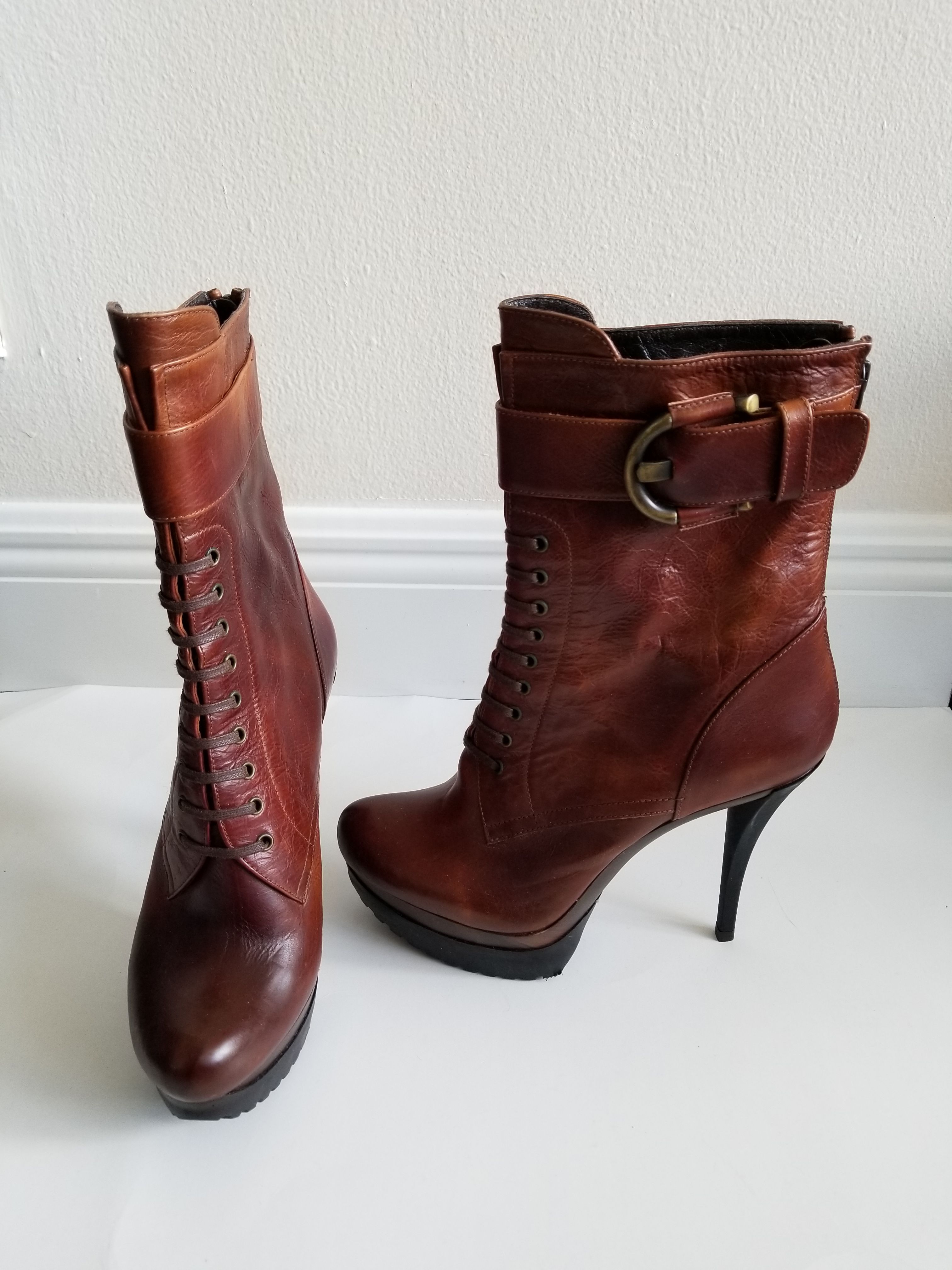 Brand new Stuart Weitzman leather mid calf boots size 6.5