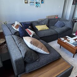 Charcoal L-shaped Sectional + ottoman