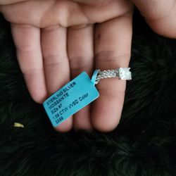 sterling silver moissanite ring set is