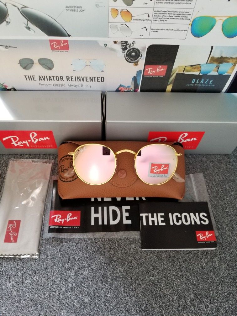 Ray-ban Round RB3547N Gold/Pink flash for Sale in Boston, MA - OfferUp