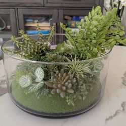 Artificial Succulent In Glass Pot