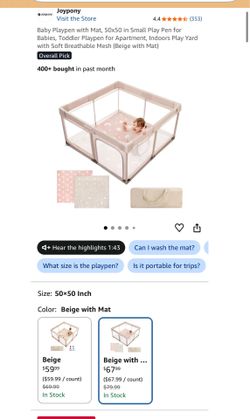 Brand new 50x50 inches playpen With foam mat.