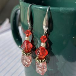 Handmade Valentines Day Red Drop Earrings 