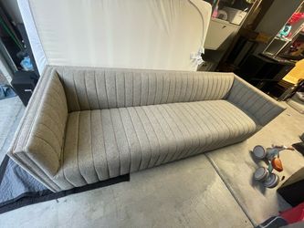 Gray Channel Tufted Modern Sofa