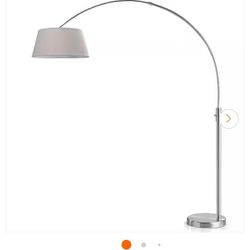 Orbita 82 in. Brushed Nickel FurnishLED Dimmable Retractable Arch Floor Lamp