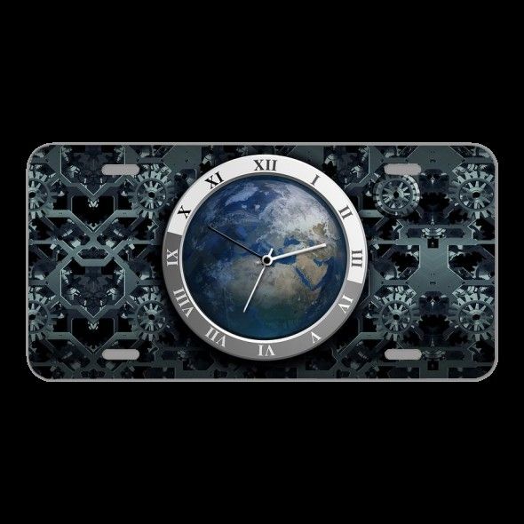 License Plate Novelty Car Front Clock Movement Time Time Of