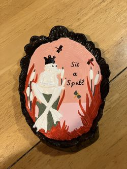 Hand Painted Frog Wood Slab 