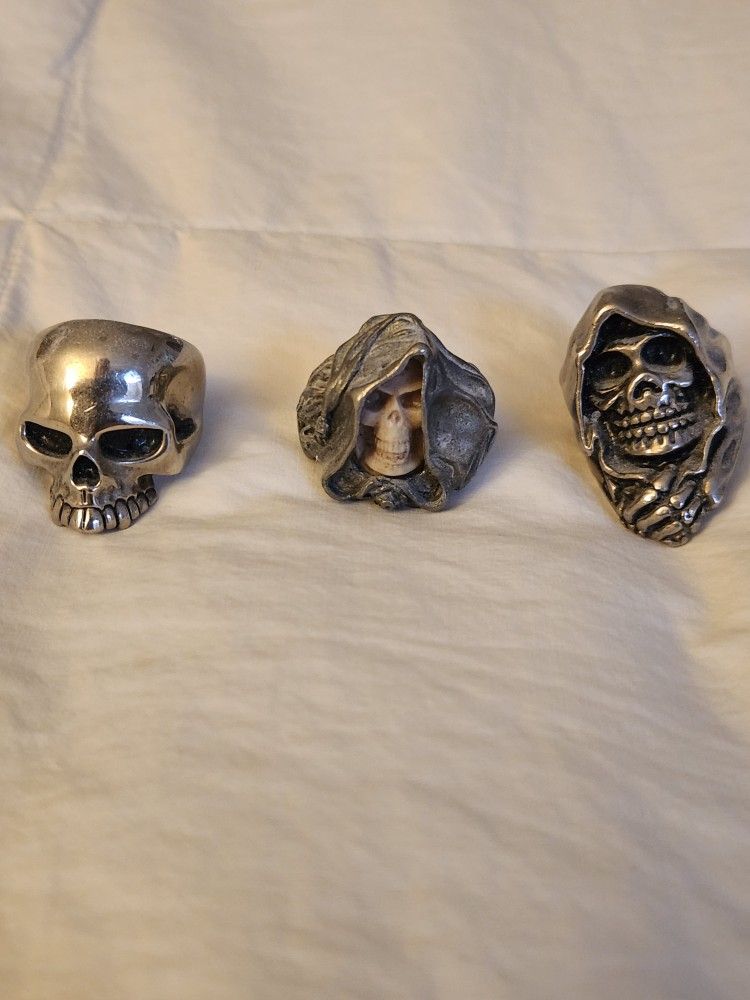 3 Skull Rings 1 Is Vintage Goth Style