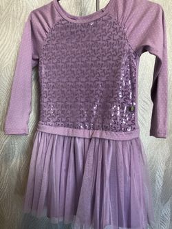 Beautiful 100% cotton purple dress with sparkles. Size 7-8.