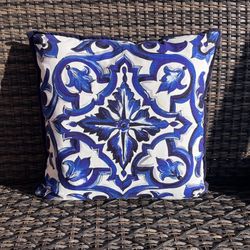 dolce & gabbana Blue Mediterraneo Canvas Cushion Pillow
