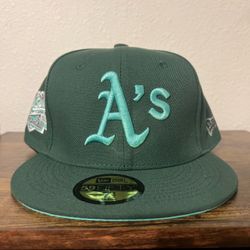 New Era Oakland Athletics A’s 59FIFTY Green Mint Fitted Hat Size 7 1/2