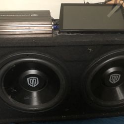 2 12” Subwoofers With Amp And Tv Radio 