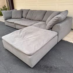 Huge Gray Modular Cloud Sectional Couch Sofa