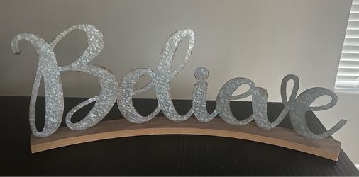 Believe Sign Metal on wood