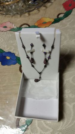 autrelian purple crystals dropping pendant and dropping earring