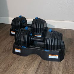 Set Of Two Speed Weight Adjustable Workout Barbells And Holders