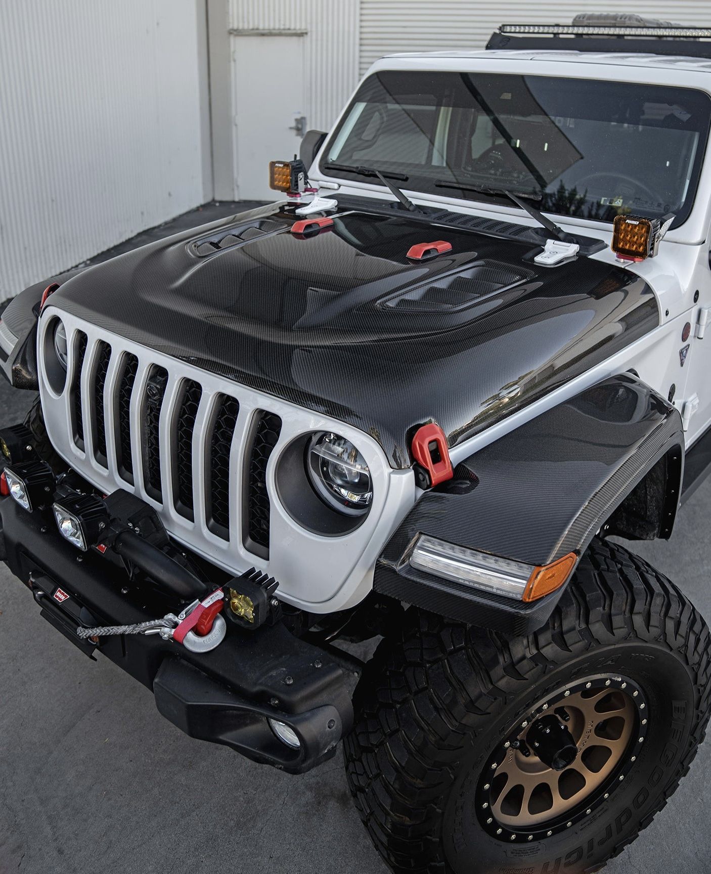 Anderson Composites Type OE Carbon Fiber Hood 2018-2024 Jeep Wrangler And Gladiator Rubicon