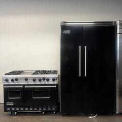 Viking 48”Wide Built In Side By Side Refrigerator And 48”Wide Range Stove