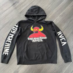 Toy Machine RVCA Collab Skate Monster Hoodie Sweatshirt Black Mens Medium
