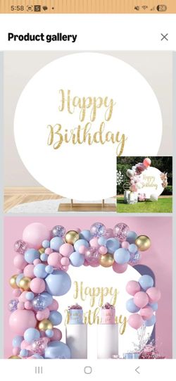 White Round Arch Cover With Letters "HAPPY BIRTHDAY" 