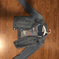 Disney GAP Mickey Mouse Rainbow Embroidered Denim Jean Jacket Kids Size M 8-9