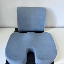 Memory Foam Lumbar & Seat Support Cushion For Office Desk, Car Seat. Ergonomic Back & Seat Pillow. Removable Fabric/ Washable (Gray)