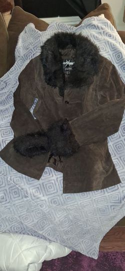 Wilson's Leather Jacket Faux Bear Fur Trim