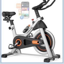 YOSUDA Exercise Bike, Brake Pad Stationary Bike for Home with Exclusive App, Magnetic Indoor Cycling Bike with 300 lb Weight Capacity, Low Noise, Tabl