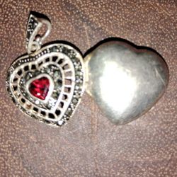 Sterling Silver Heart Locket White And Red Rhinestone Jewelry Necklace Women Accessories Fashion 