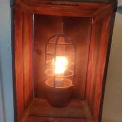 Antique Vintage Wood Milk Crate Lamp