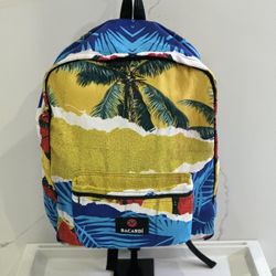 Bacardi Men’s Beach Poolside Backpack-Tropical Print, interior laptop storage & front zipper pocket 