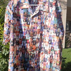 Playboy Centerfold Magazine Cover 90’s Y2K Button Shirt Men’s XLarge Vintage