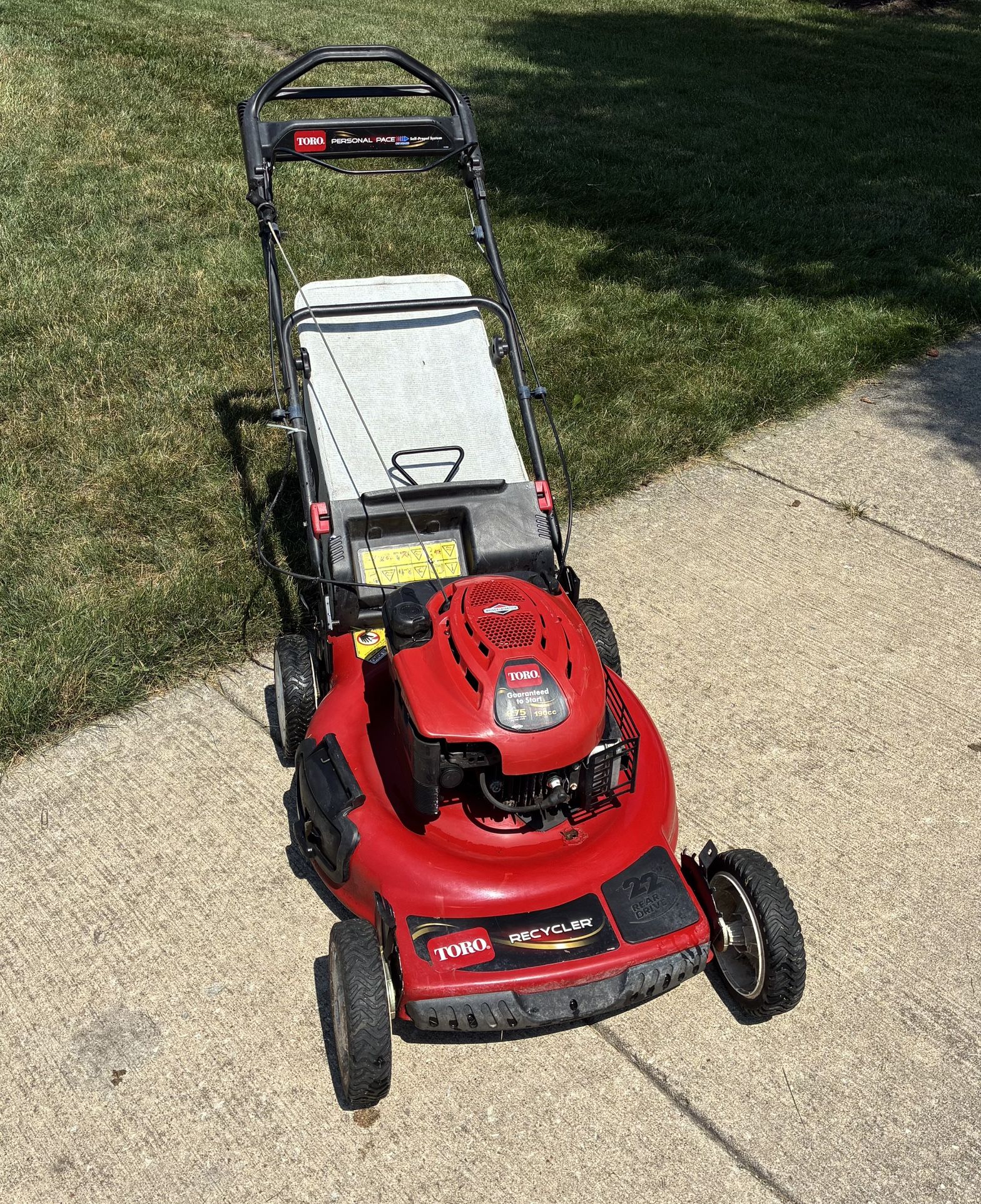 Toro Personal Pace Self Propelled Lawn Mower with Bag