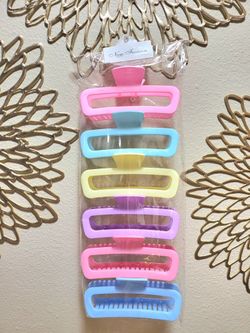 NEW Large Pastel Multicolor Hair Clips