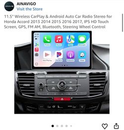11.5" Wireless CarPlay & Android Auto Car Radio Stereo for Honda Accord 2013 2014 2015 2016 2017, IPS HD Touch Screen, GPS, FM AM, Bluetooth, Steering