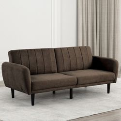 Brand New Contemporary Style Brown Futon Sofa Sleeper 