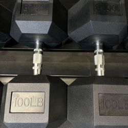Hex Rubber Dumbbell Pair 100 lb