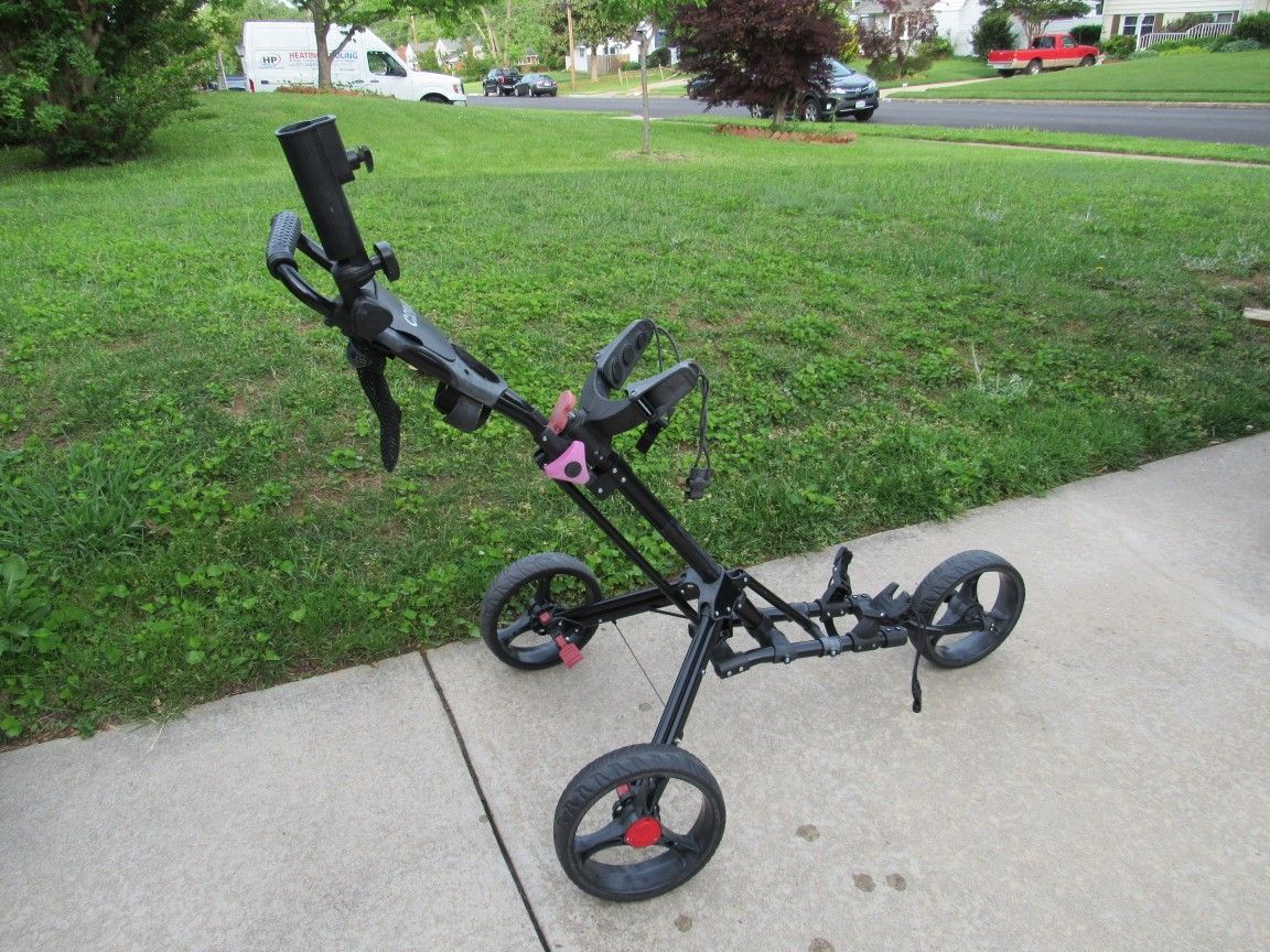 Crivit Sports Golf Bag 3 Wheel Aluminum Frame Foldable Trolley