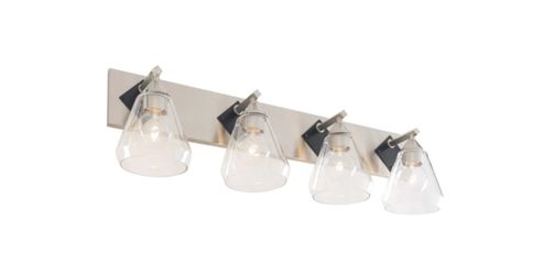 4-LIGHT VANITY LIGHT - BRUSHED NICKEL/MATTE BLACK